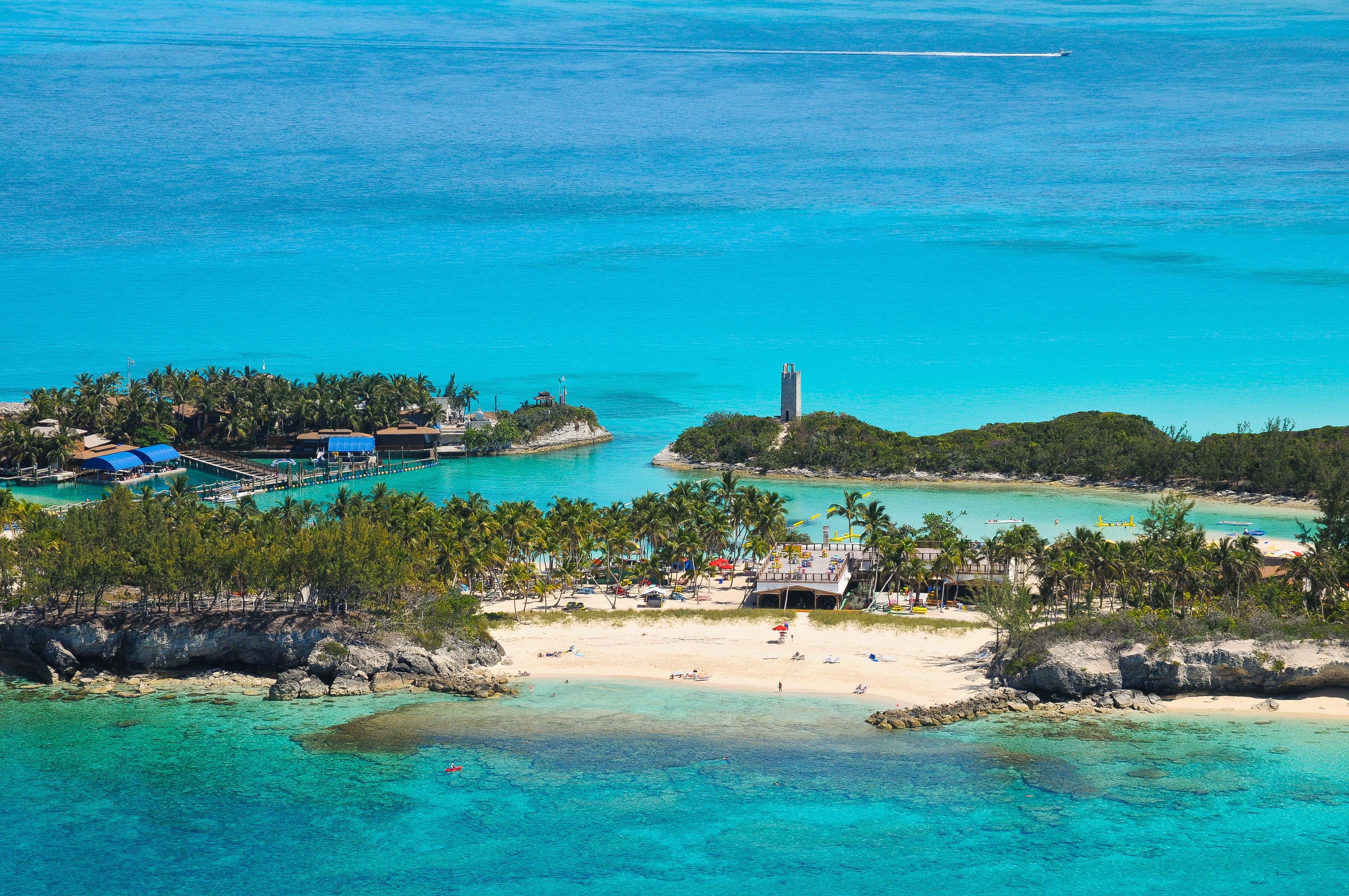 Blue Lagoon Island beach and water near Nassau