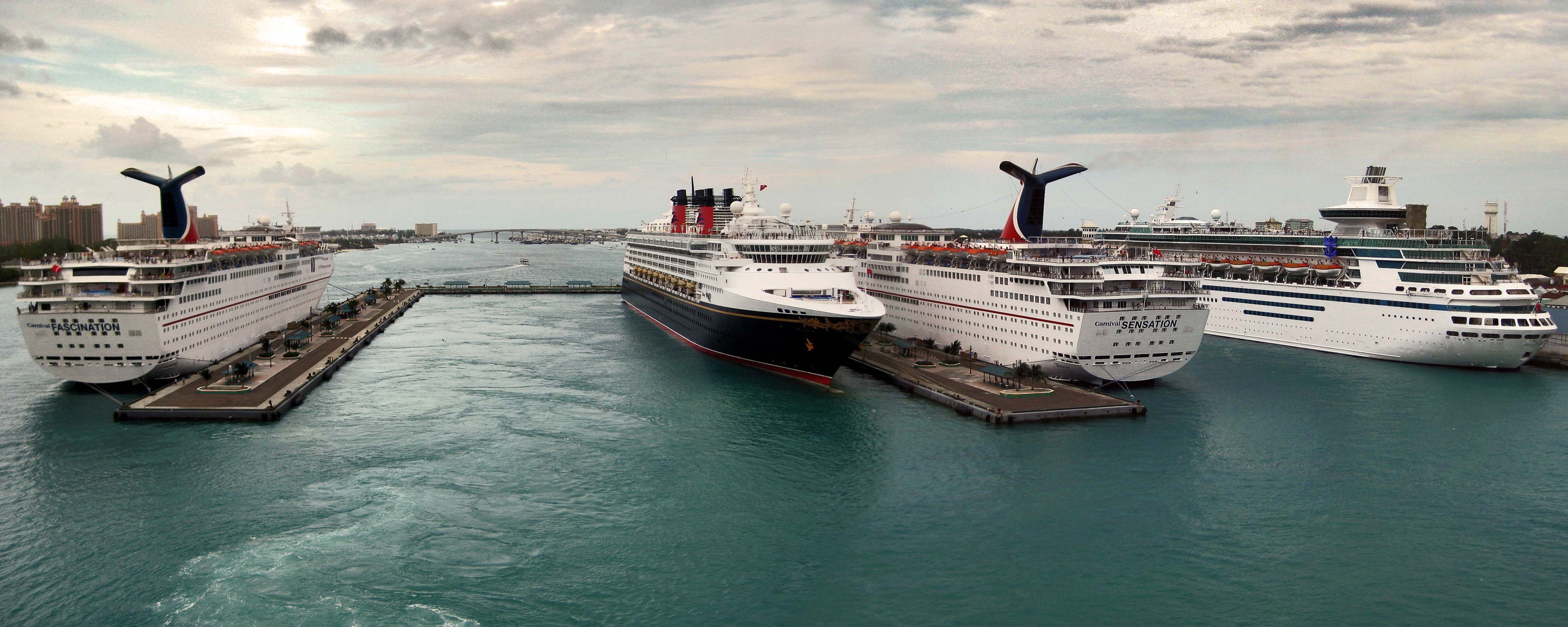 Cruise ships at Prince George Wharf in Nassau Harbor